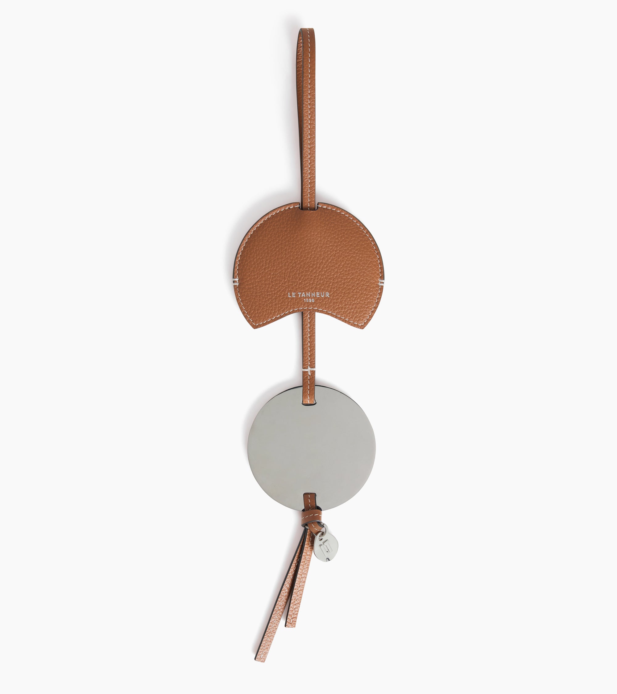 Mirror charm in grained leather