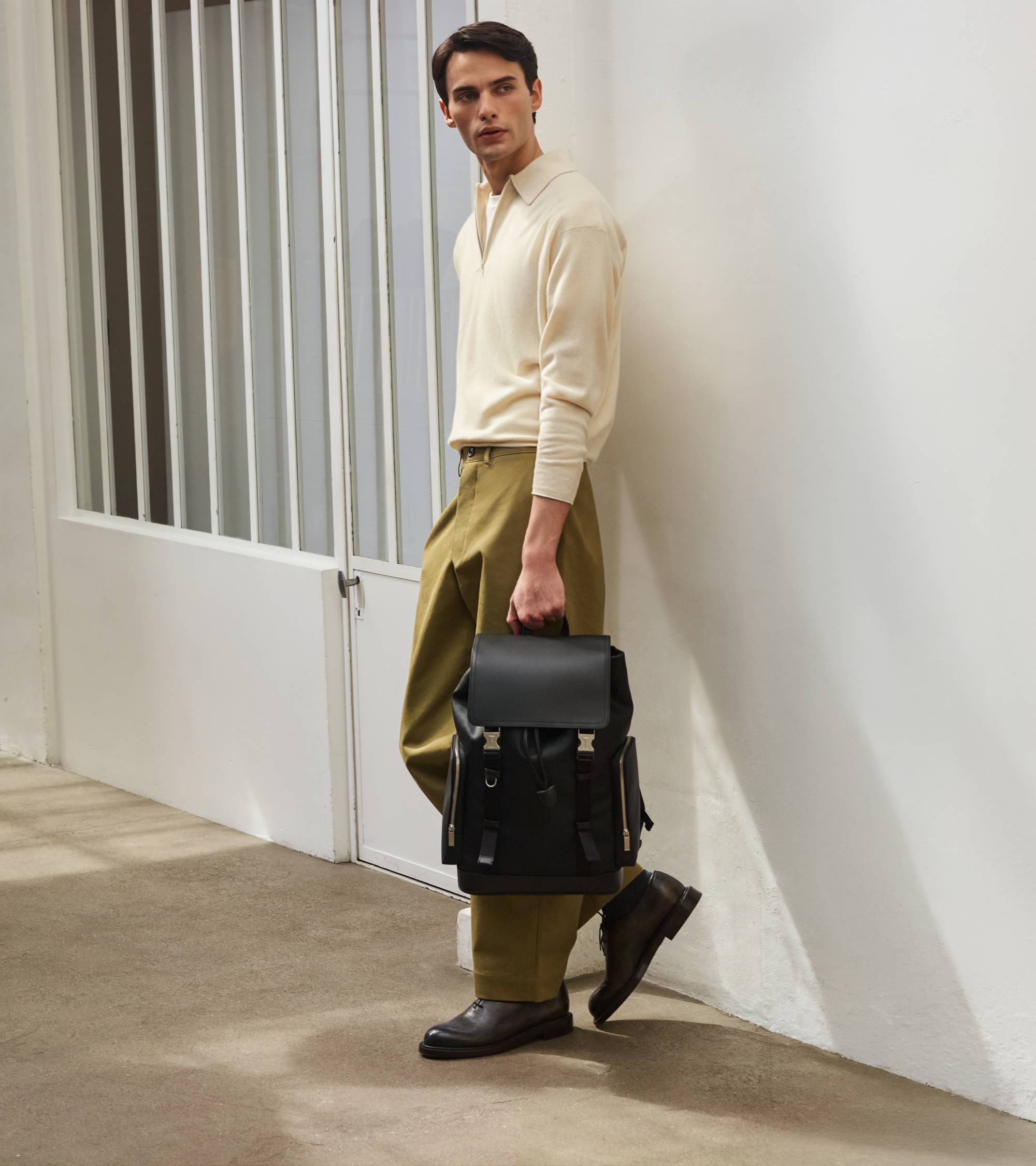 Maurice backpack with flap closure in coated canvas