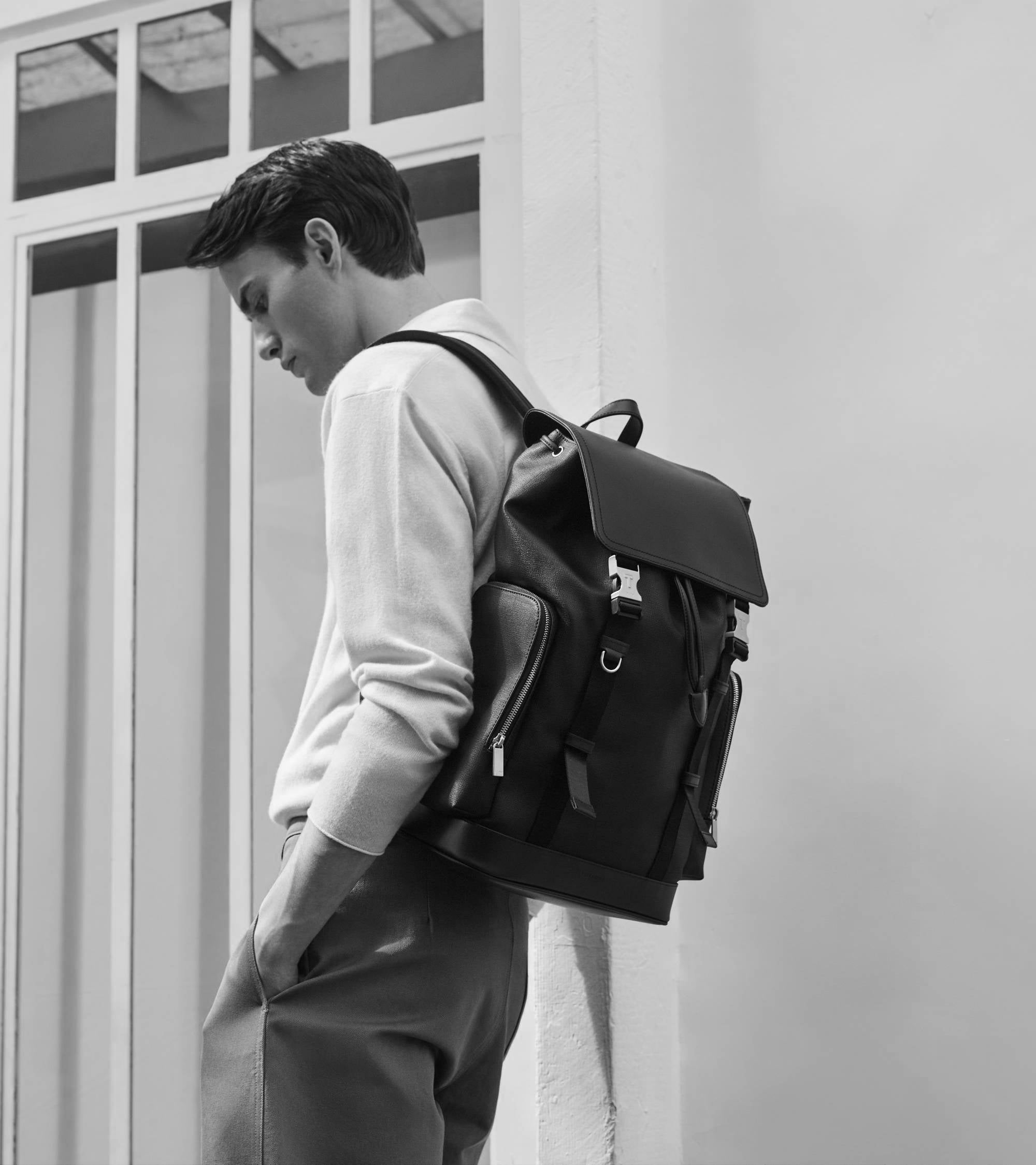 Maurice backpack with flap closure in coated canvas