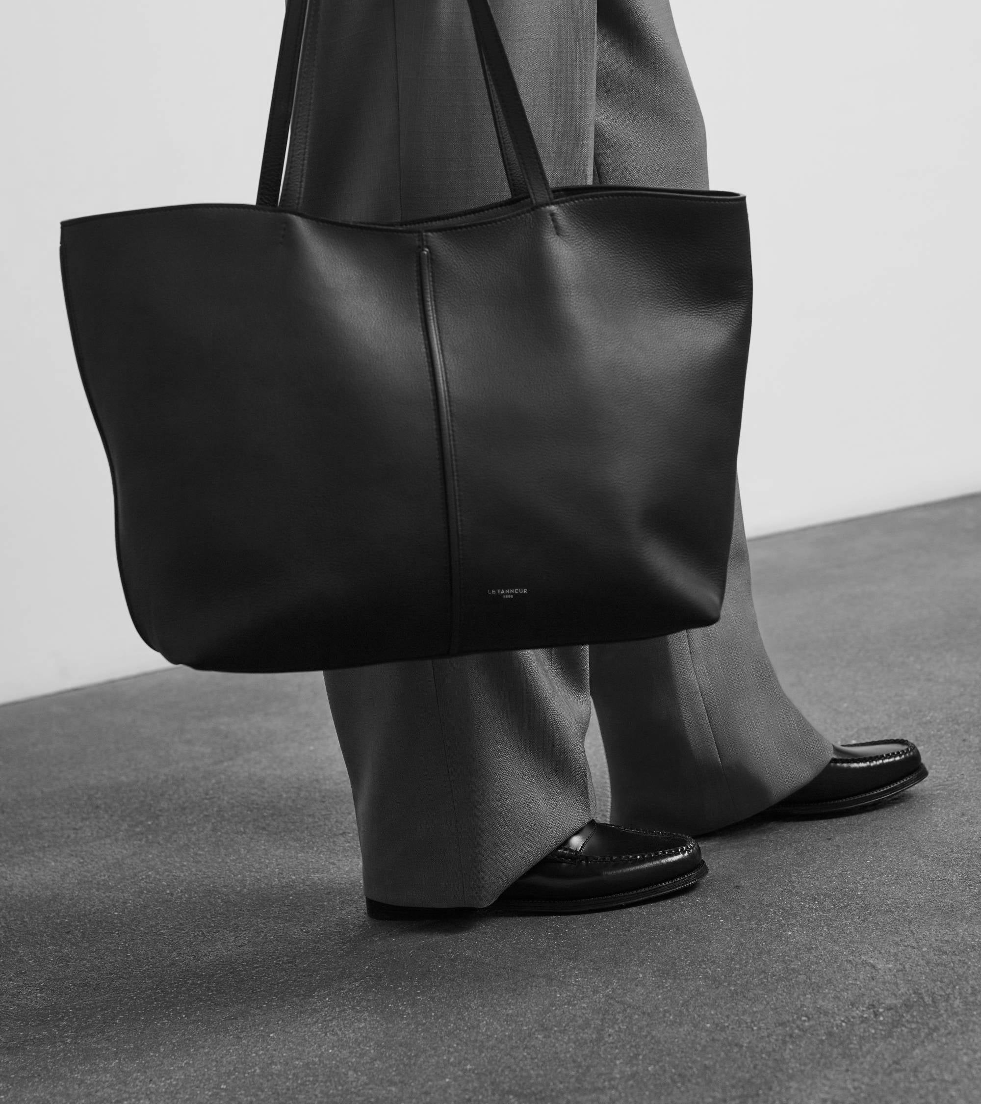 Bolso cabás grande Hortense de piel granulada de doble cara
