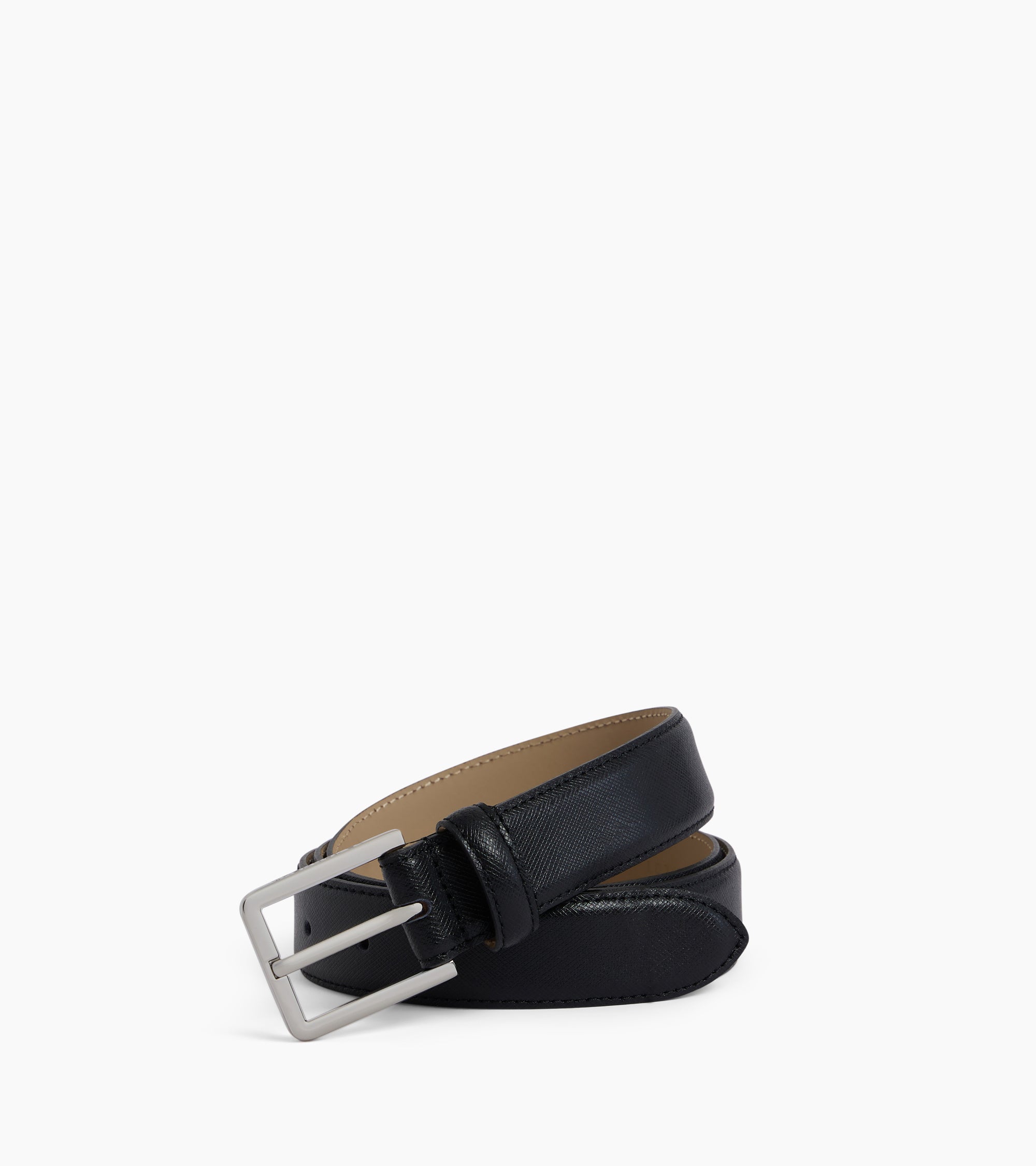 Men's belt with rectangular buckle in embossed leather