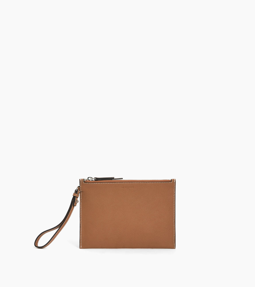 Bolso de mano con cremallera y correa de piel texturizada