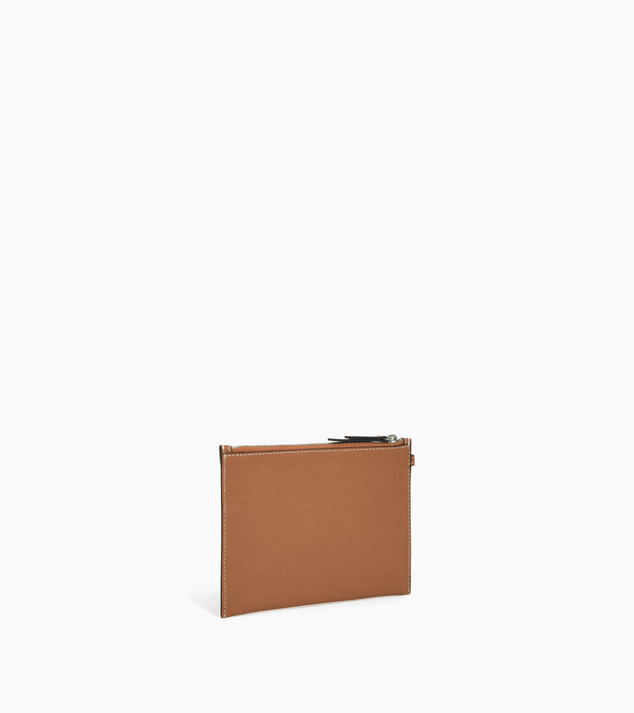Bolso de mano con cremallera y correa de piel texturizada