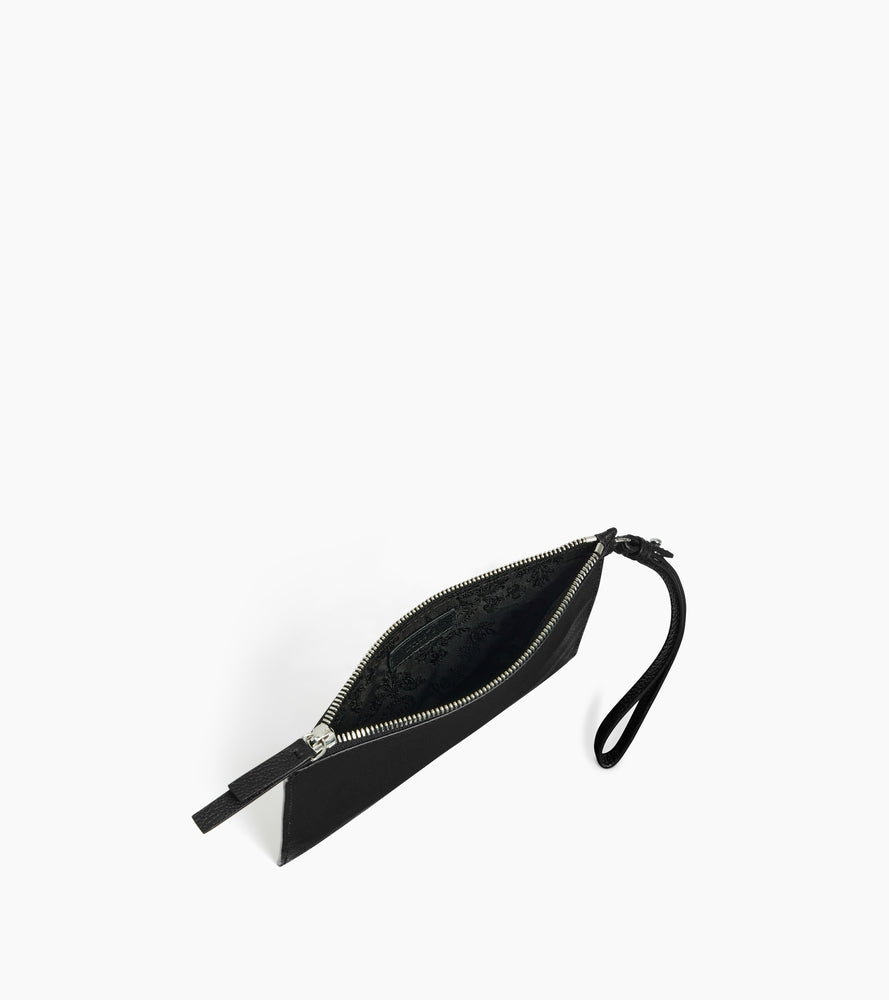 Bolso de mano con cremallera y correa de piel texturizada