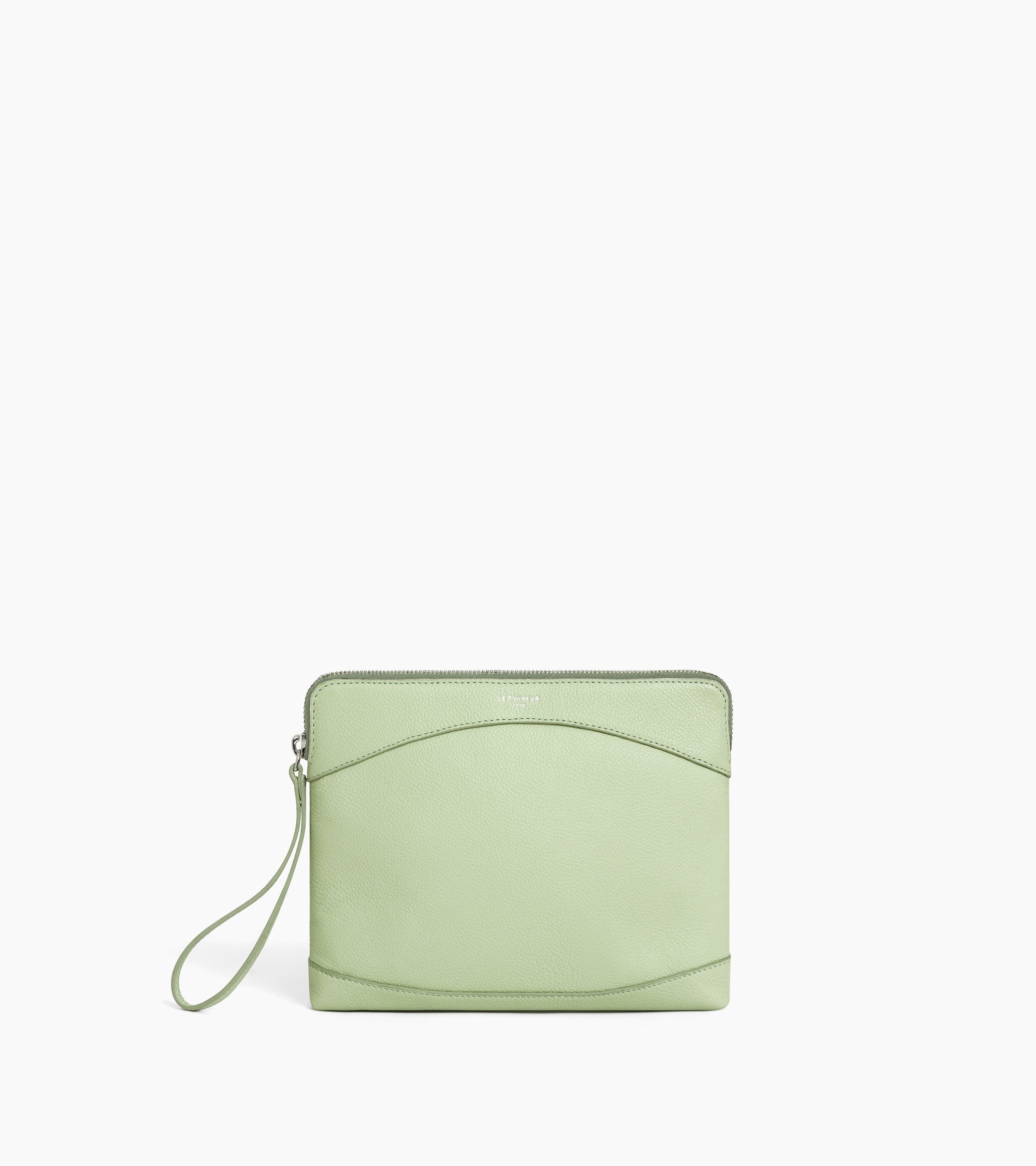 Bolso de mano con cremallera de cuero granulado