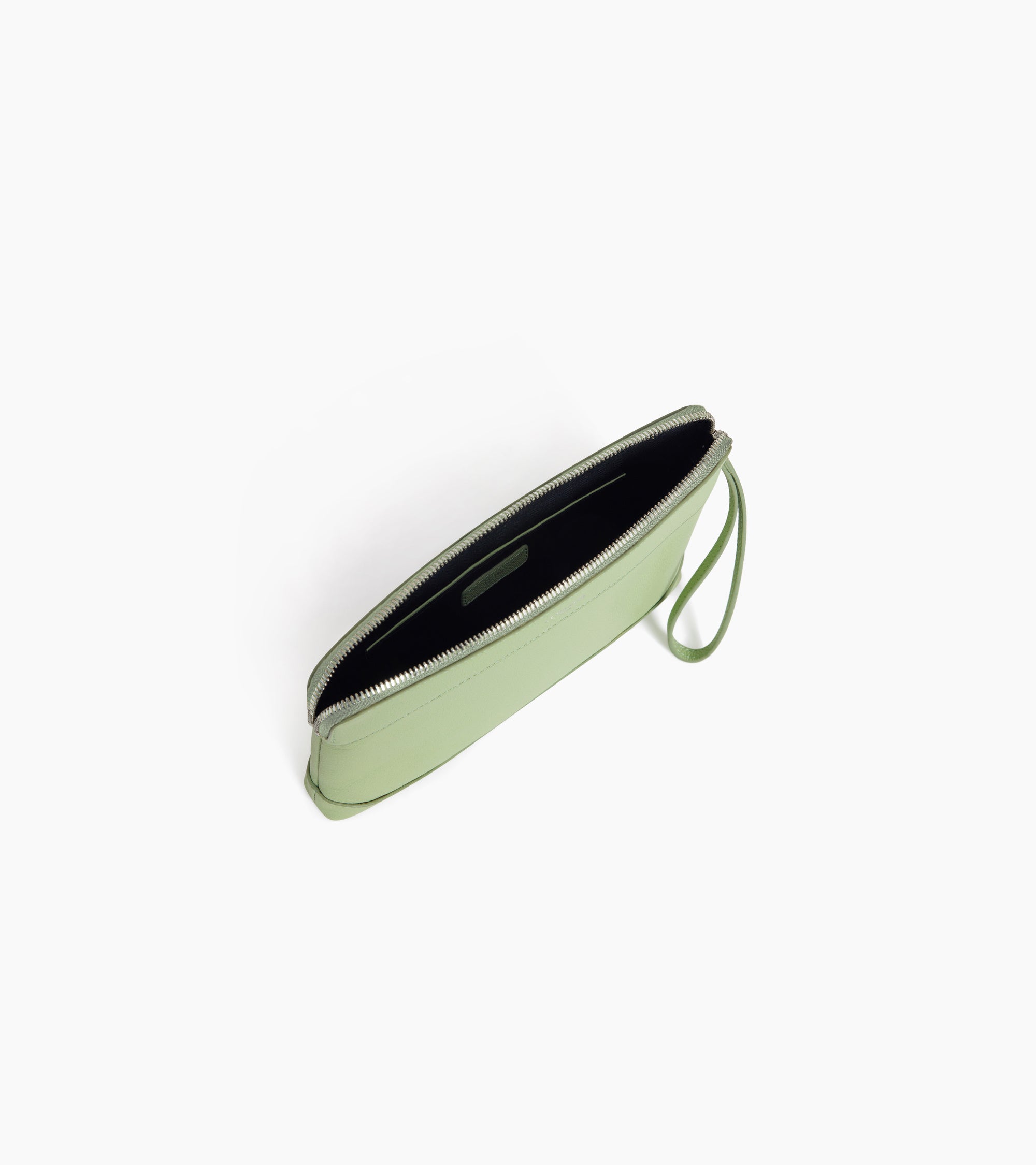 Bolso de mano con cremallera de cuero granulado