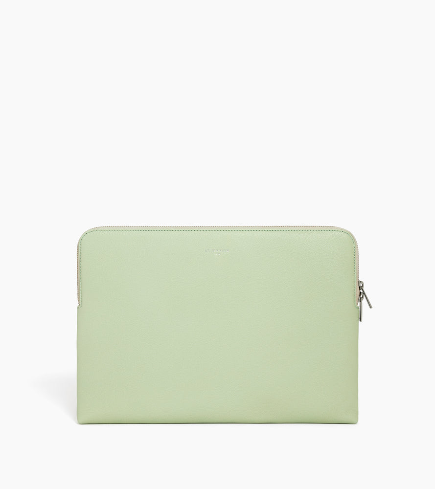 Pochette ordinateur 14" en cuir grainé