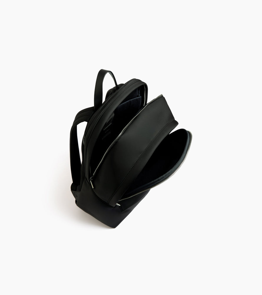 Sac à dos zippé Basile en toile nylon et cuir lisse