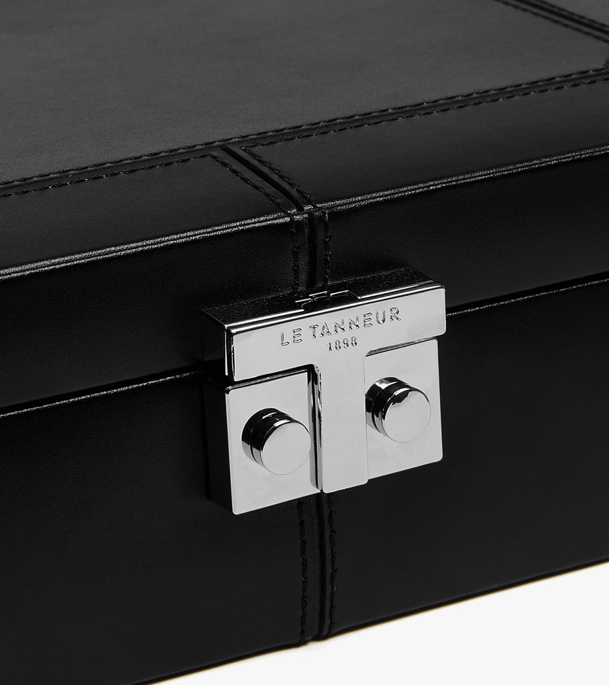 Estuche de cuero para 6 relojes y gemelos