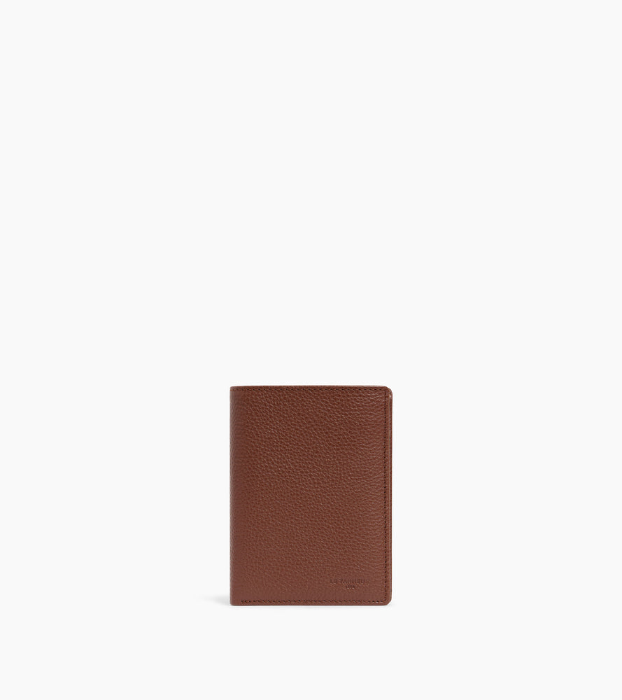 Charles medium-sized zipped wallet with 2 gussets in grained leather