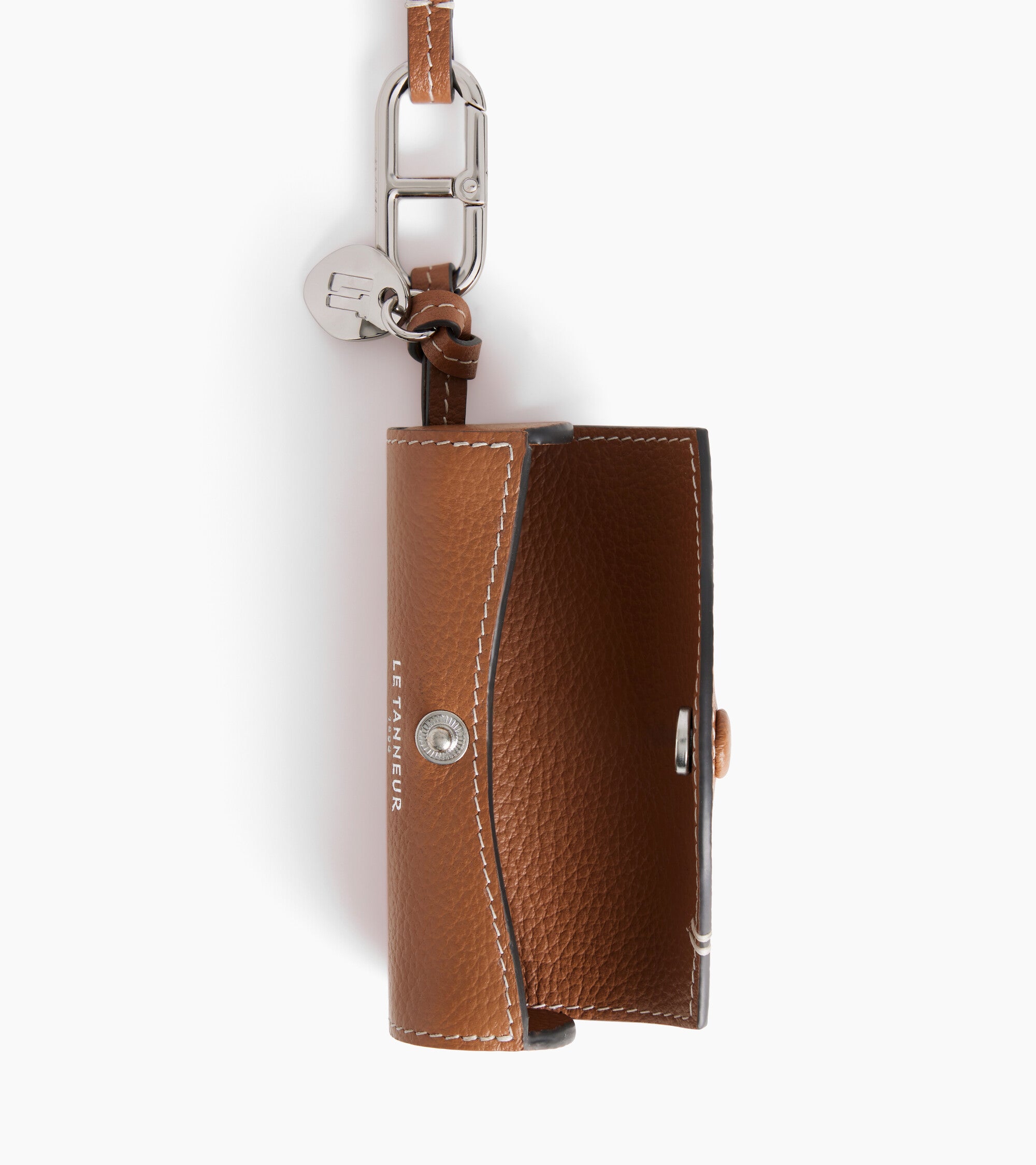 Lipstick case charm in grained leather