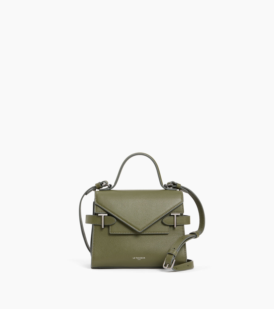 Kleine Handtasche Emilie aus genarbtem Leder mit Doppelklappe