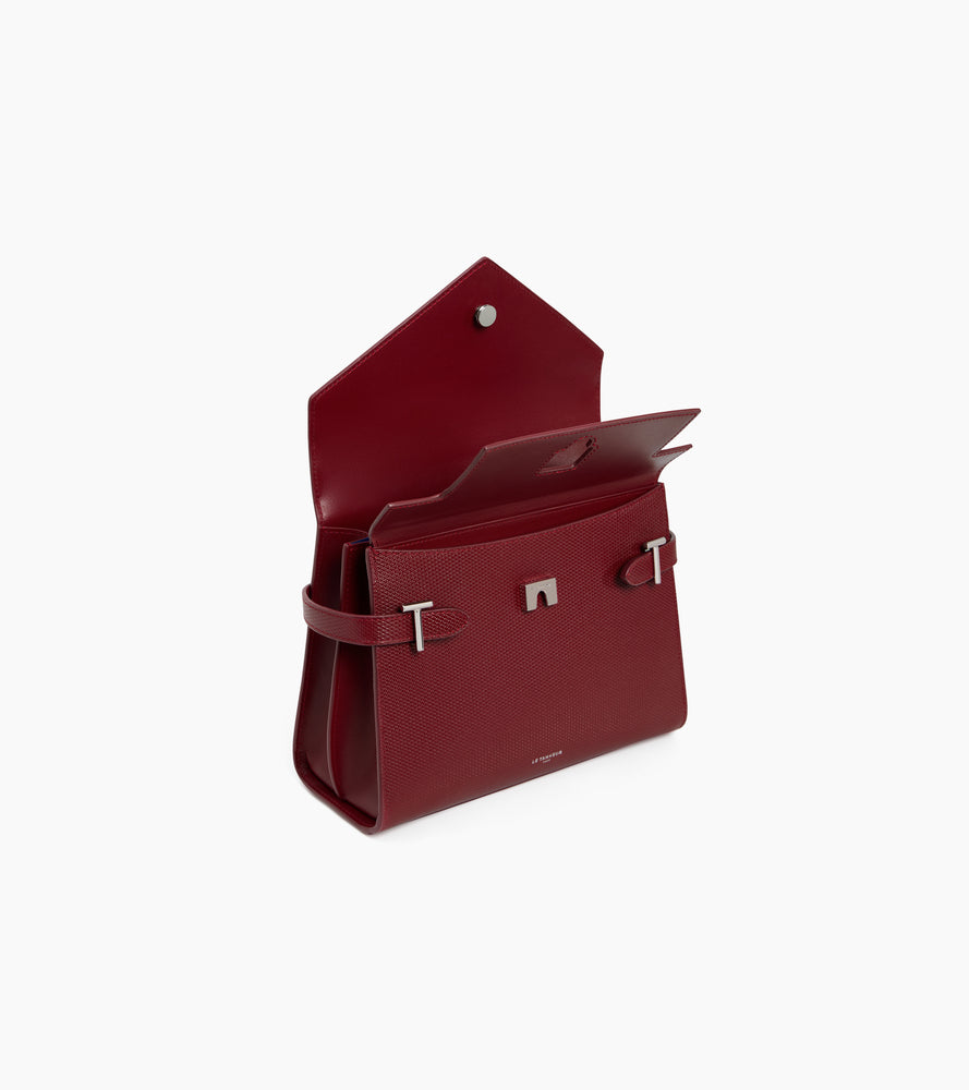 Mittelgroße Handtasche Emilie aus T-Signaturleder mit Doppelklappe