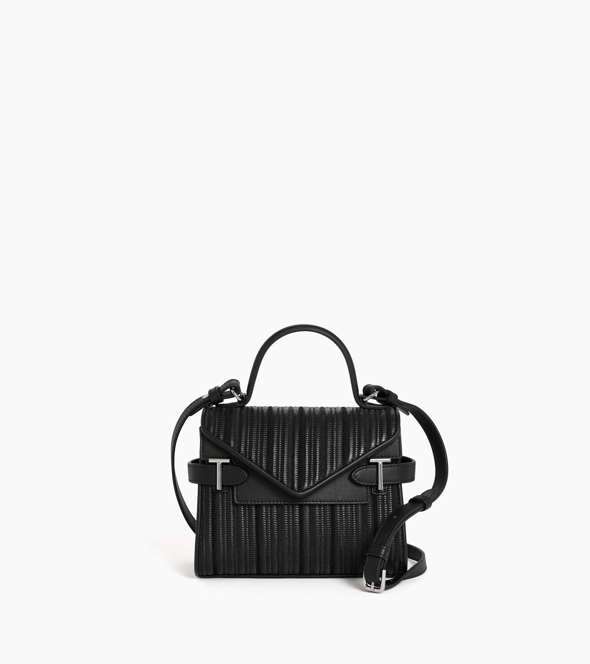 Emilie small handbag with double-flap in braided recycled leather