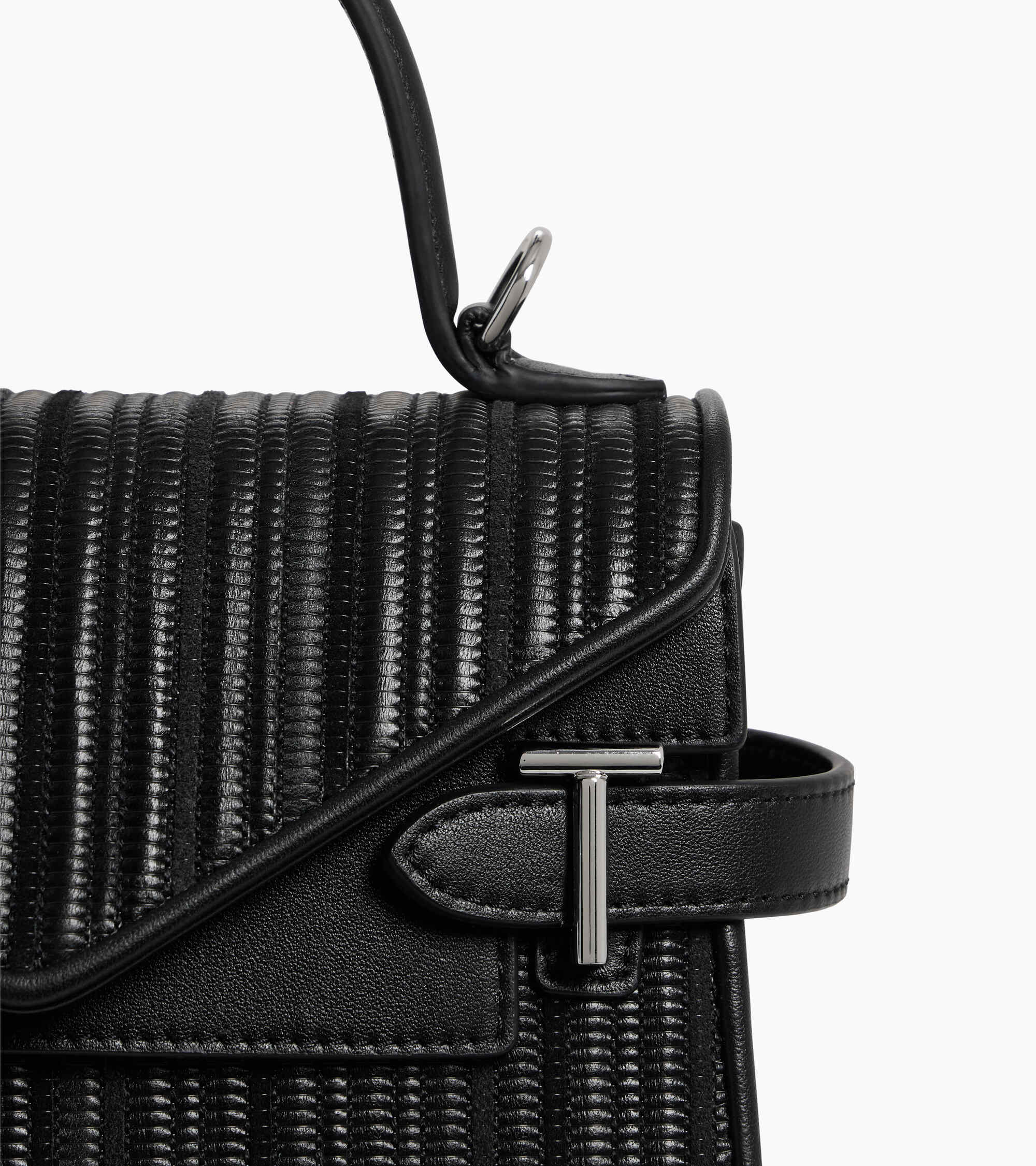 Kleine Handtasche mit Doppelklappe Emilie aus wiederverwendetem geflochtenem Leder