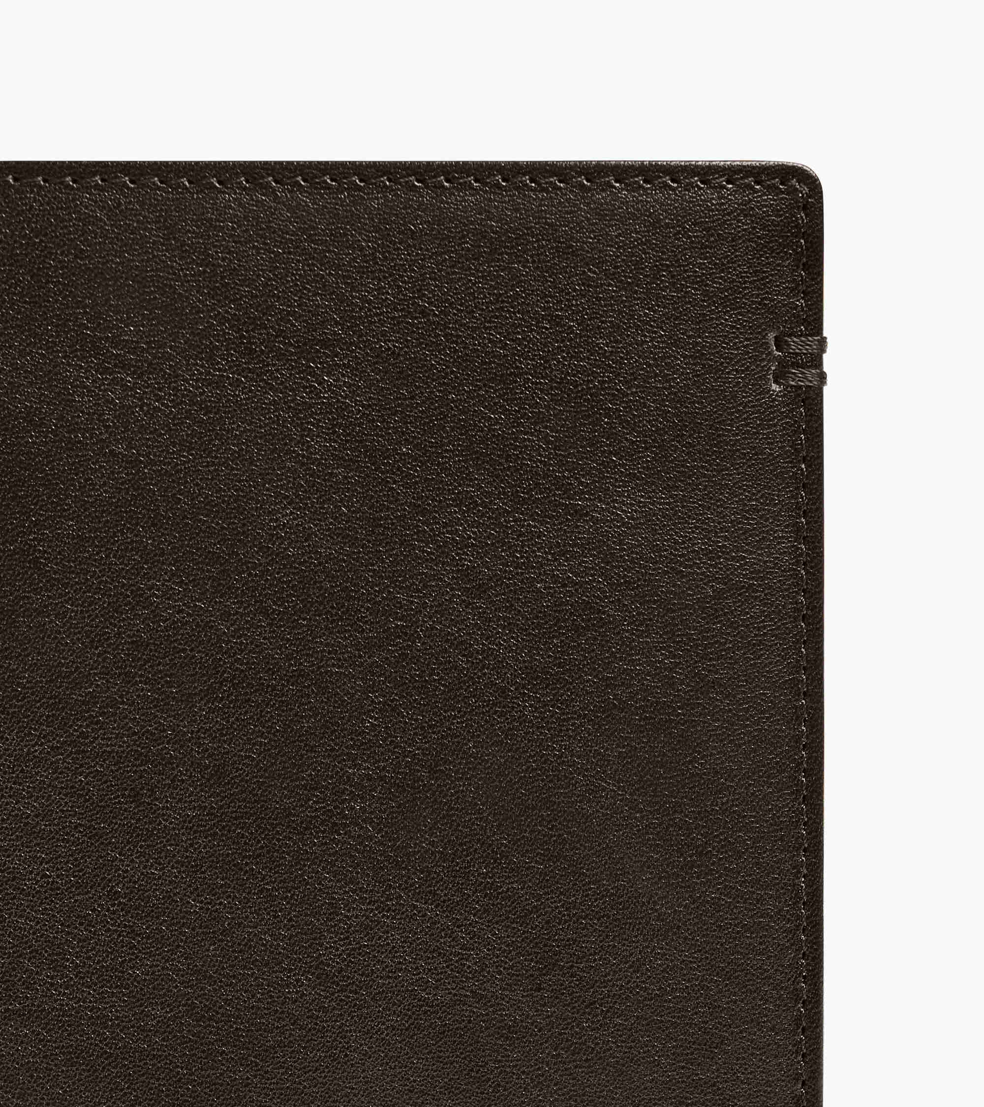 Cartera vertical mediana de dos secciones con cremallera Lucien de piel engrasada