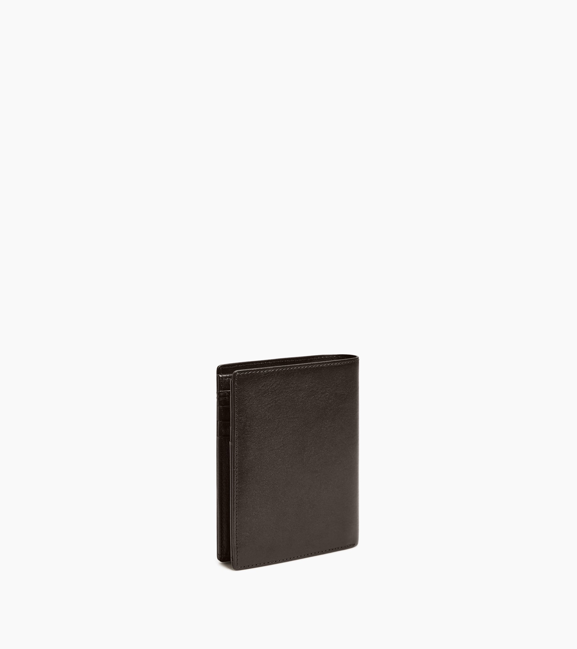 Cartera vertical mediana de dos secciones con cremallera Lucien de piel engrasada