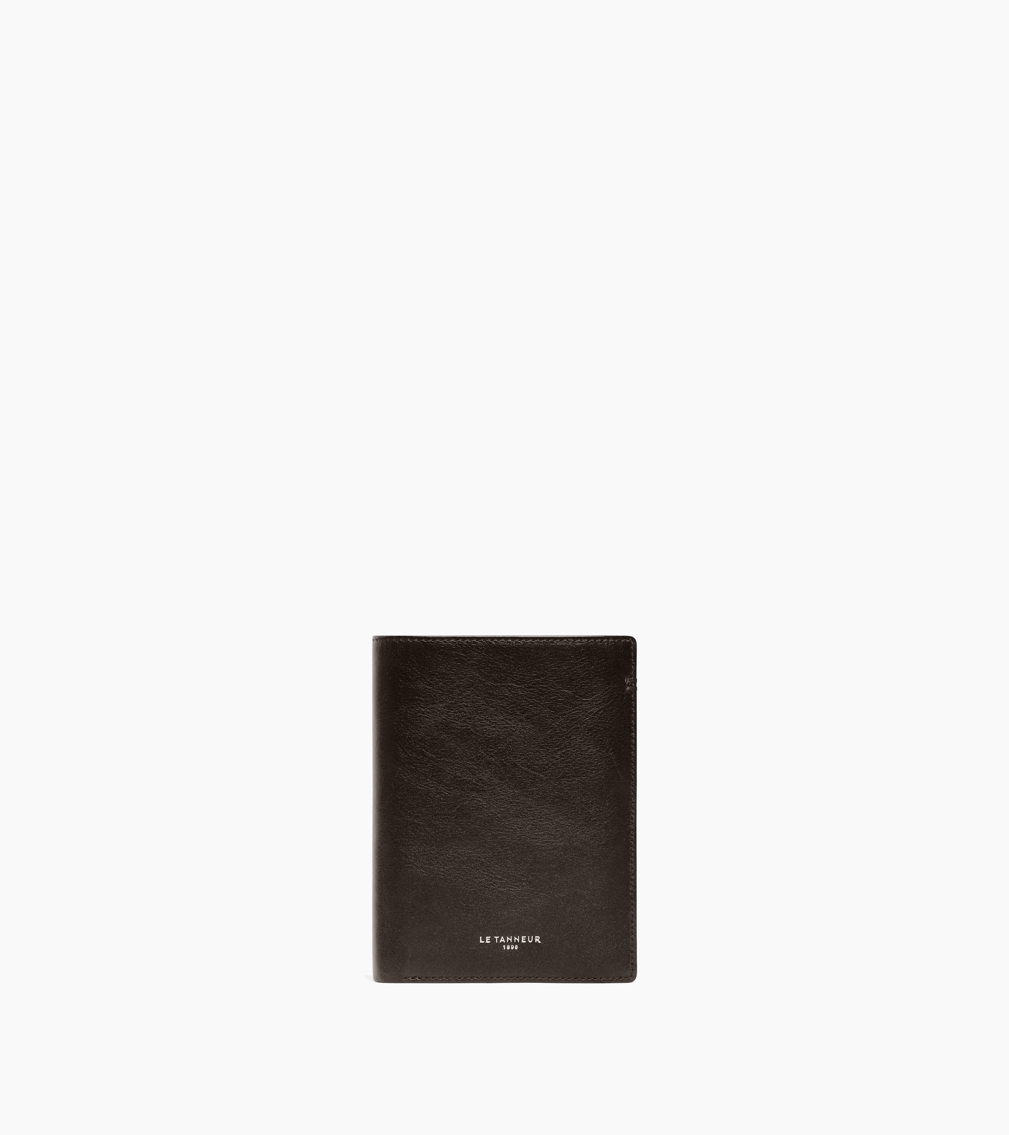 Cartera vertical grande con cremallera de dos secciones Lucien de piel engrasada