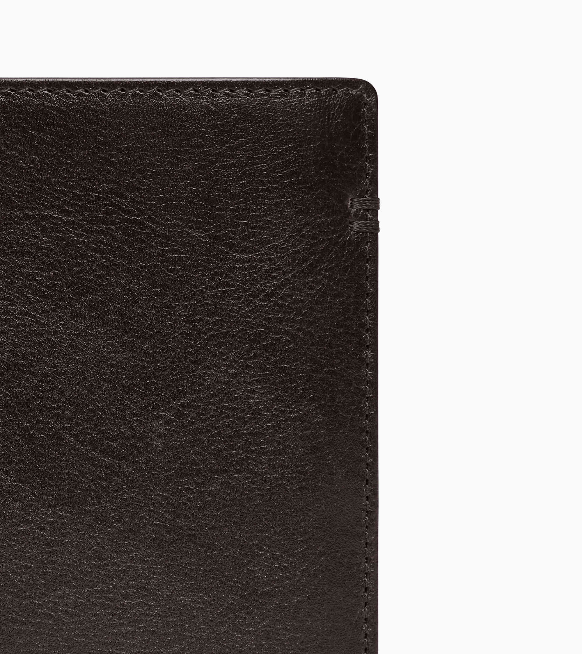 Cartera vertical grande con cremallera de dos secciones Lucien de piel engrasada