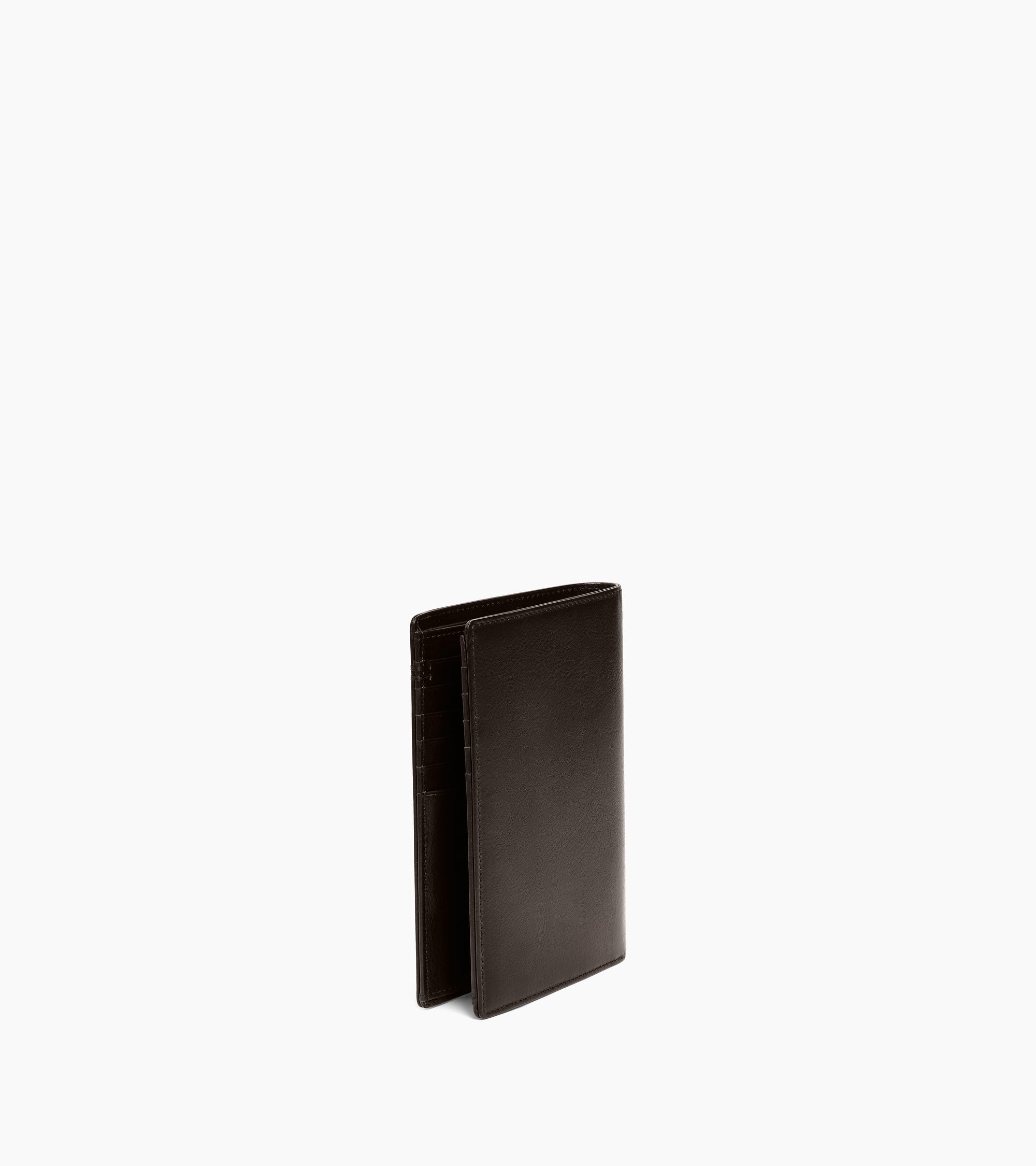 Cartera vertical grande con cremallera de dos secciones Lucien de piel engrasada