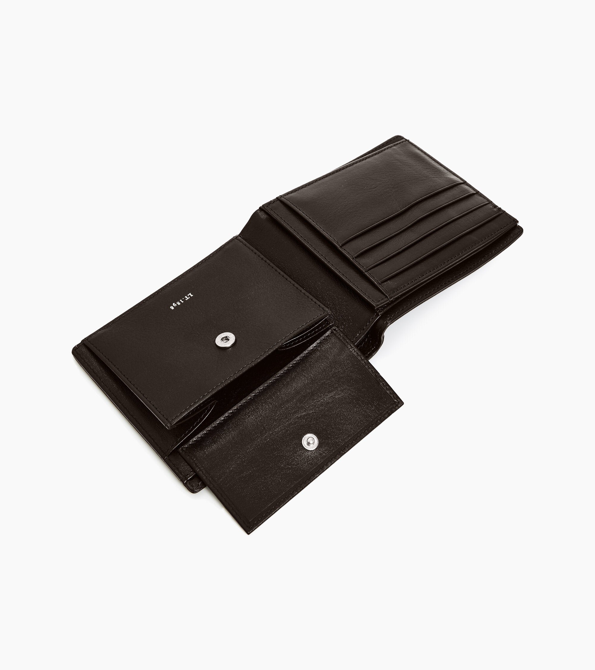 Cartera con solapa de dos secciones Lucien de piel engrasada