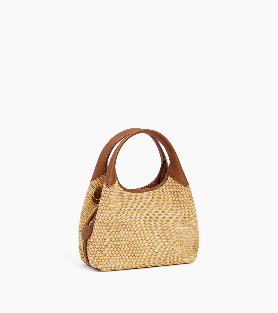 Petit sac à main Juliette effet raphia et cuir lisse
