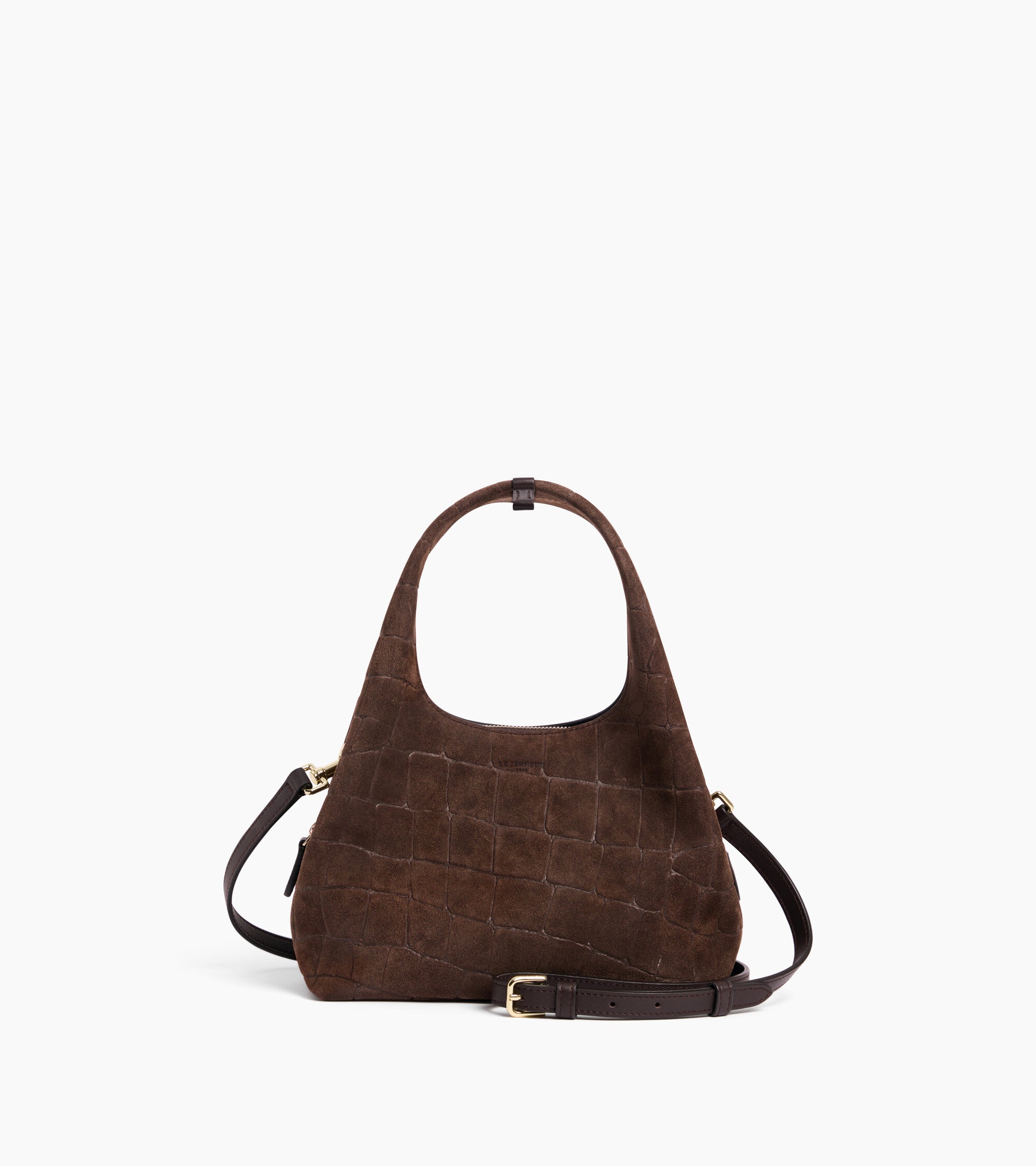 Petit sac à main Juliette en cuir refente de velours embossé crocodile