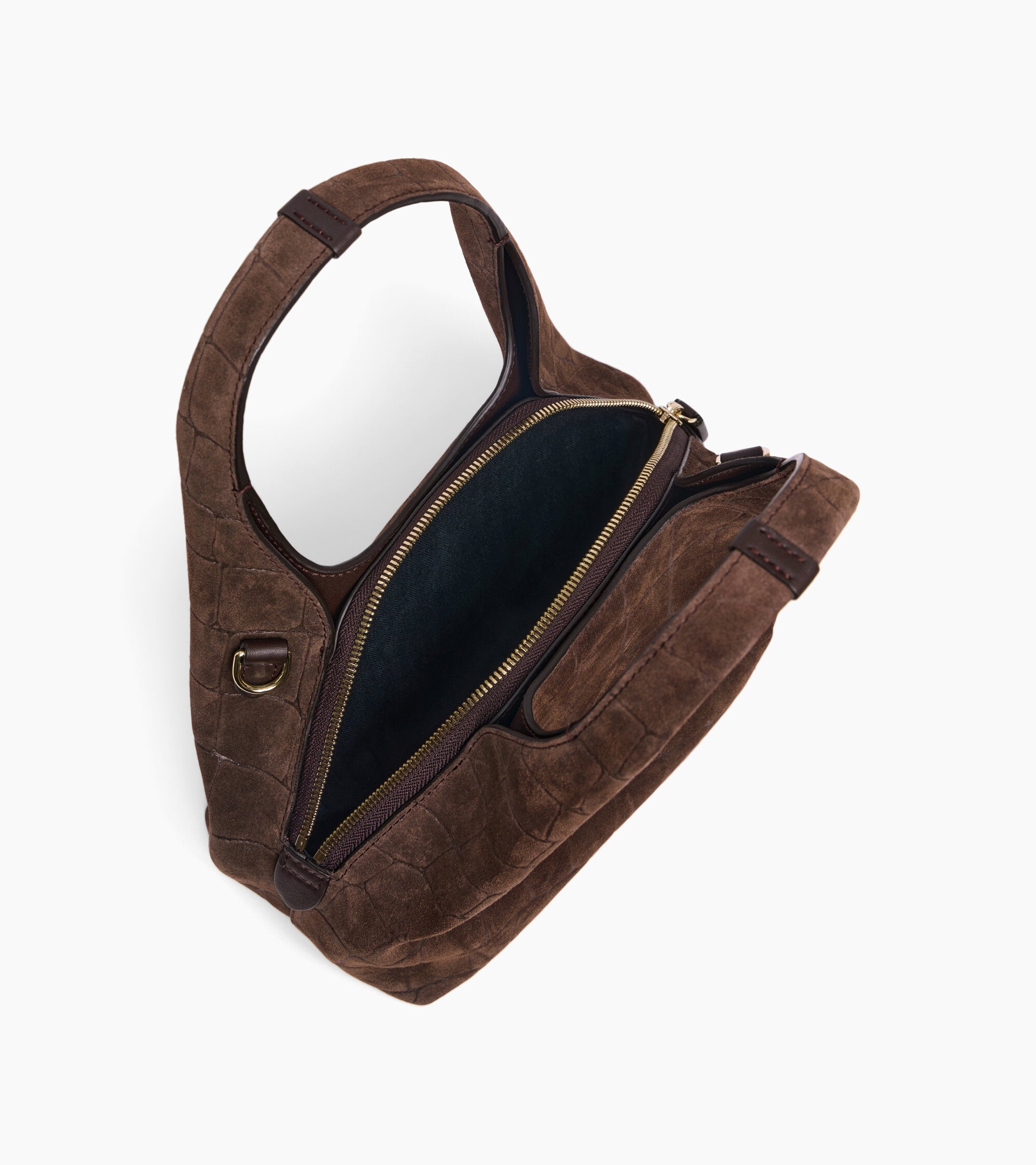 Petit sac à main Juliette en cuir refente de velours embossé crocodile