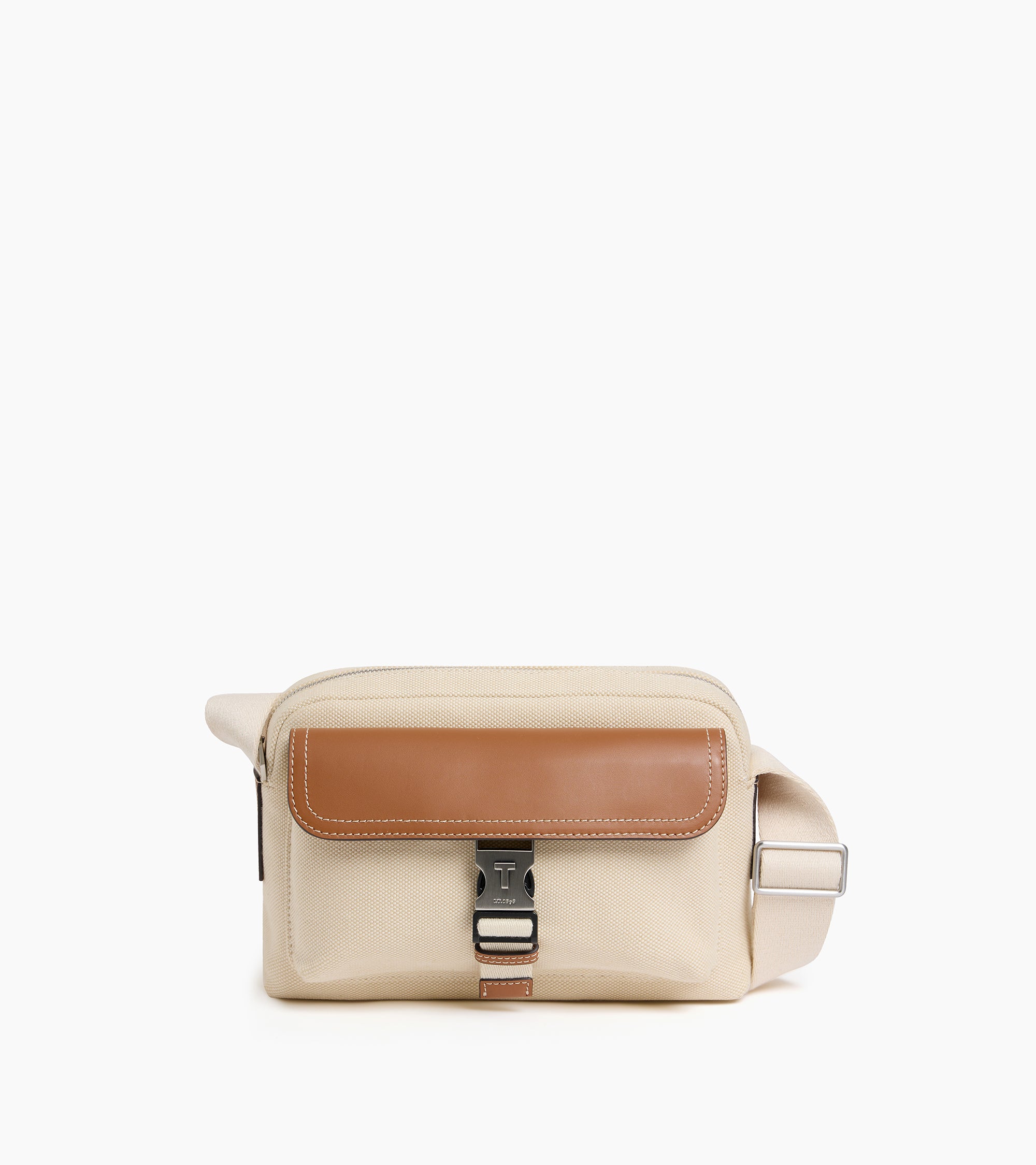 Petit sac bandoulière Maurice en toile coton et cuir lisse semi-végétal