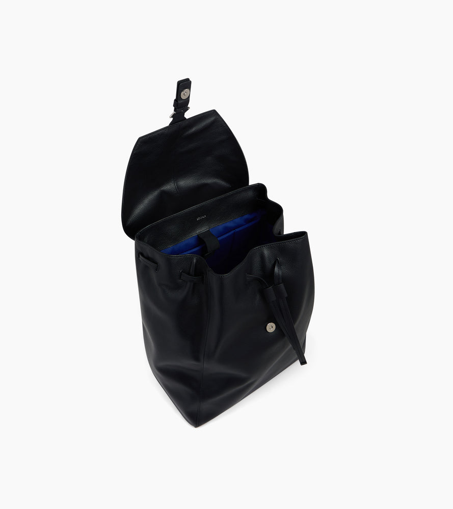 Rucksack mit Klappe Emile aus genarbtem Leder