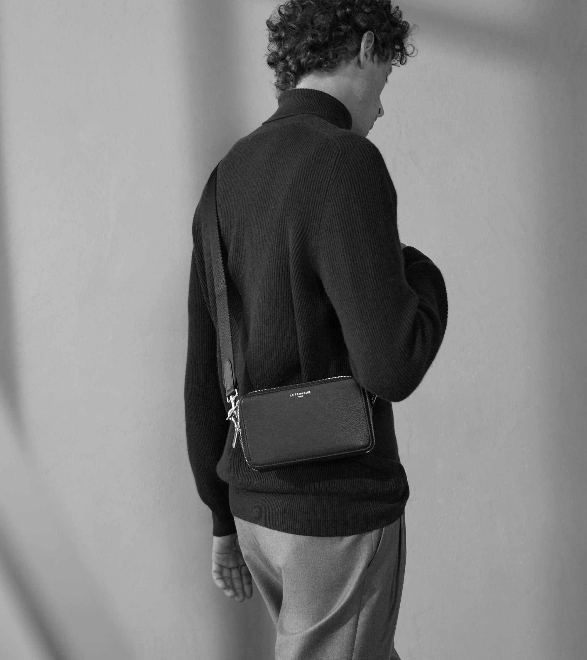 Petite sacoche 2 compartiments Emile en cuir grainé