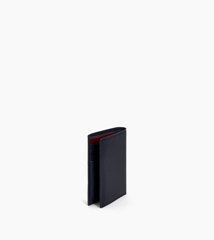 cartera vertical mediana con cremallera de 2 secciones de piel lisa