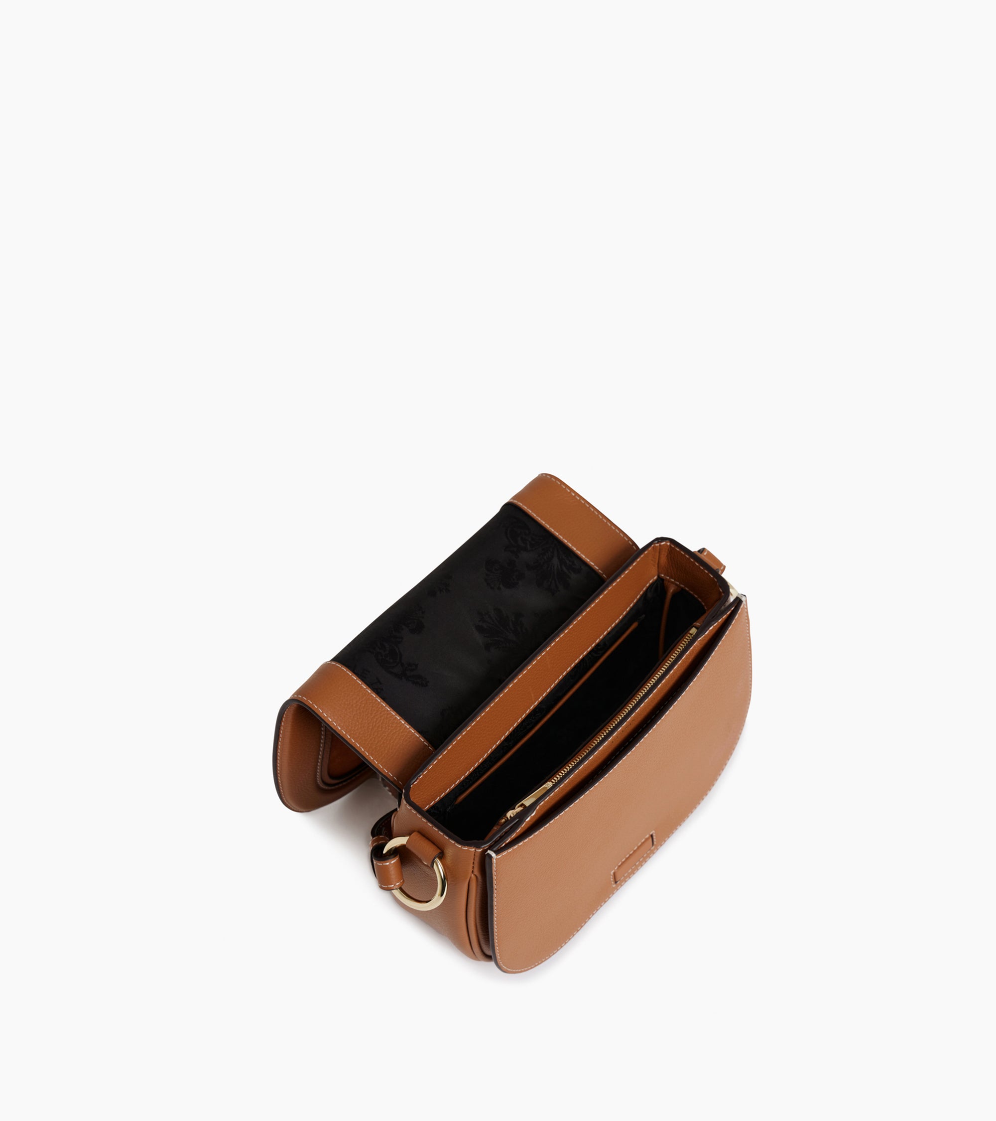 Sac bandoulière moyen modèle Ella en cuir grainé et nubuck