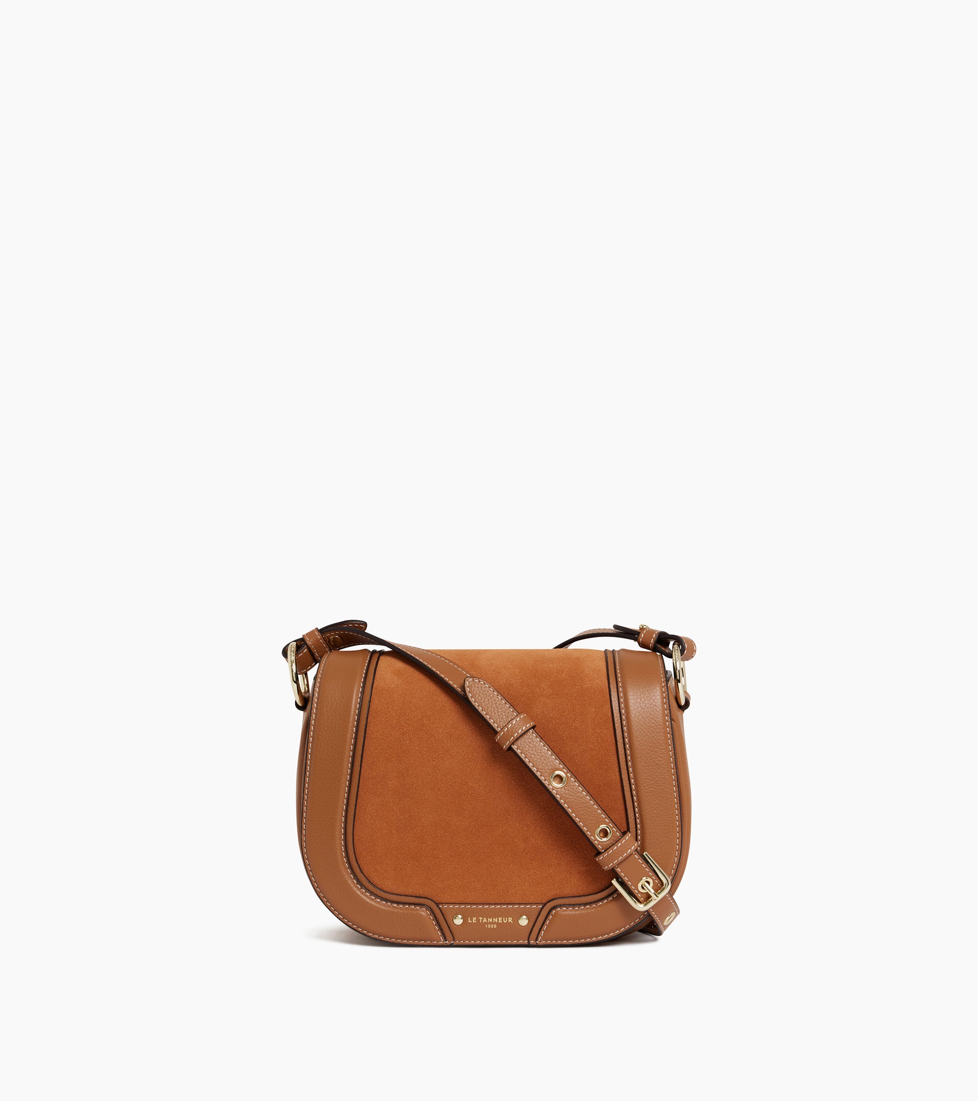 Sac bandoulière moyen modèle Ella en cuir grainé et nubuck