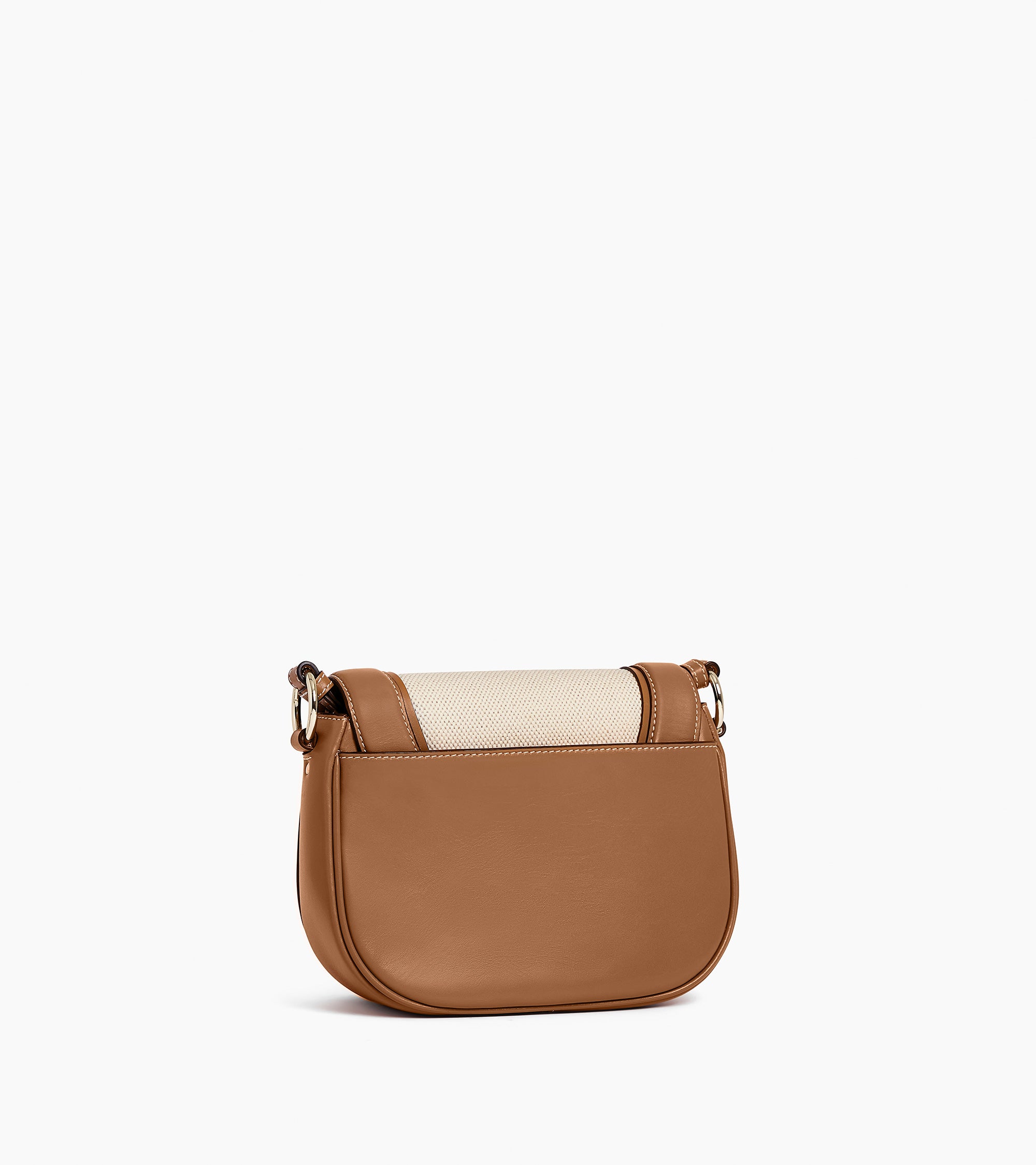Sac bandoulière moyen modèle Ella en toile coton et cuir lisse