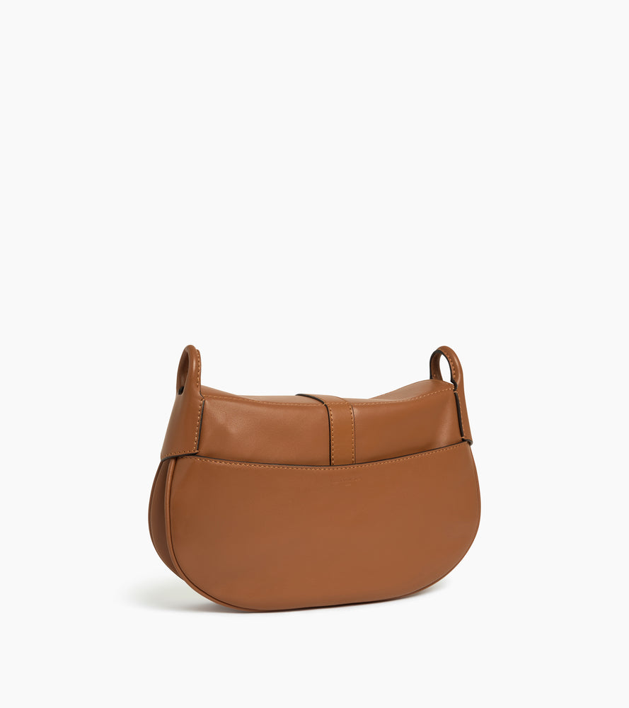 Petit sac bandoulière Pia effet raphia et cuir lisse